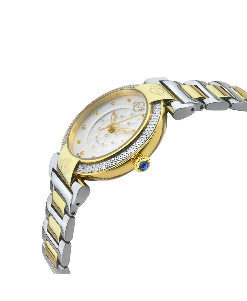 GV2 by Gevril Women's Berletta Swiss Quartz Diamond Two toned Ss Ipyg Stainless Steel Bracelet Watch