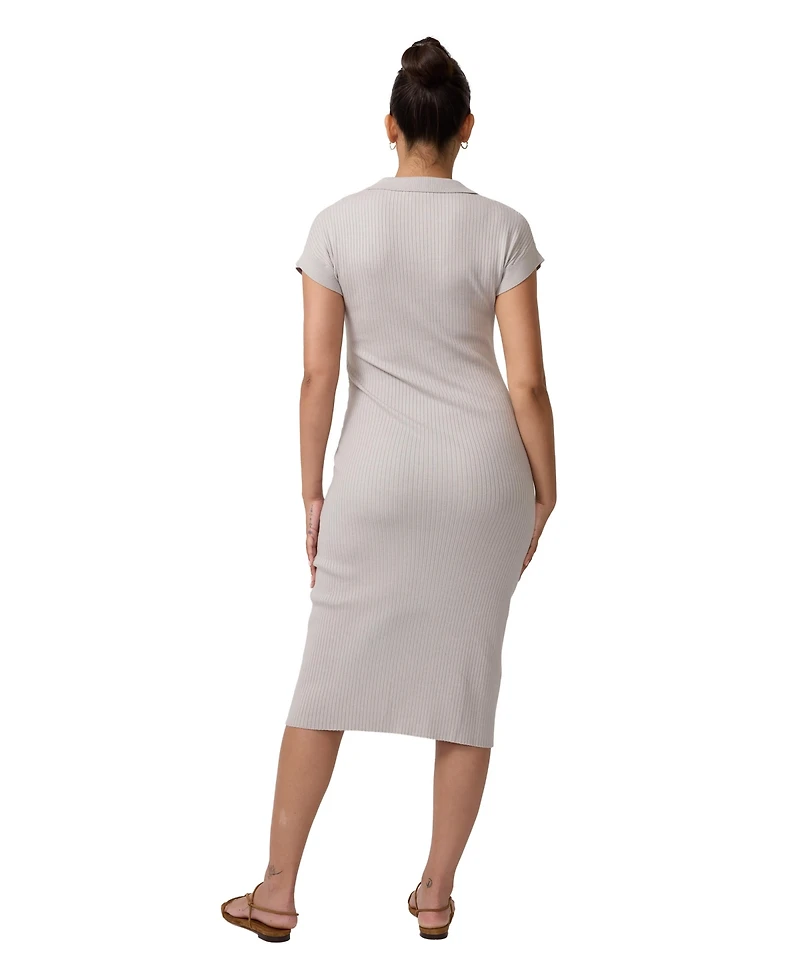 Ingrid + Isabel Maternity Short Sleeve Collared Sweater Dress