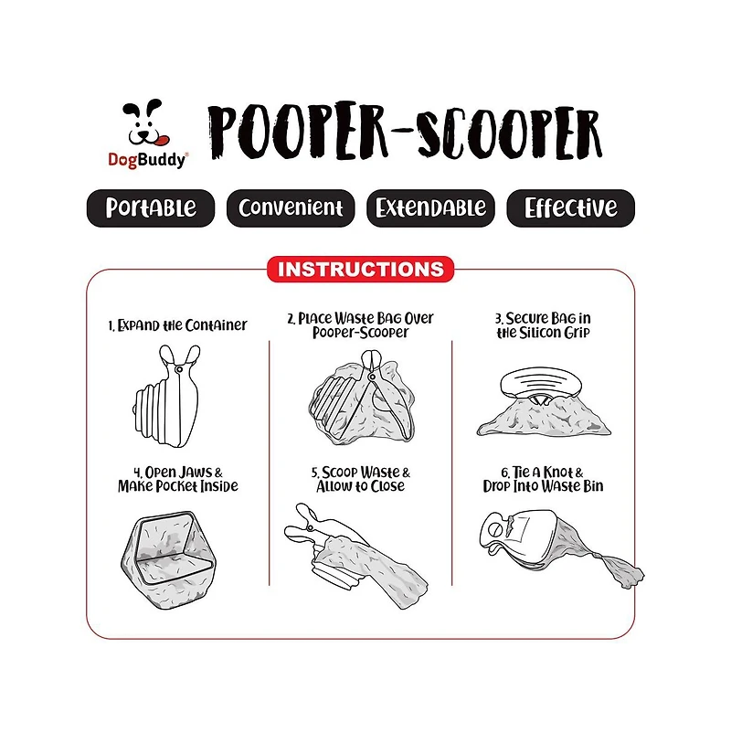 DogBuddy Dog Pooper Scooper With Waste Bag Dispenser