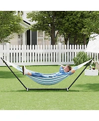gaomon Double Hammock with Foldable Steel Stand and Carry Bag, Weight Capacity Indoor Outdoor Standing Hammock, Portable Cotton