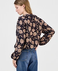 Nautica Women's Cambridge Floral Ruffled Blouse