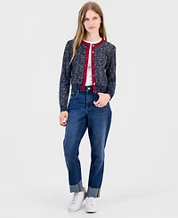 Nautica Women's Cotton Herringbone Cardigan Sweater