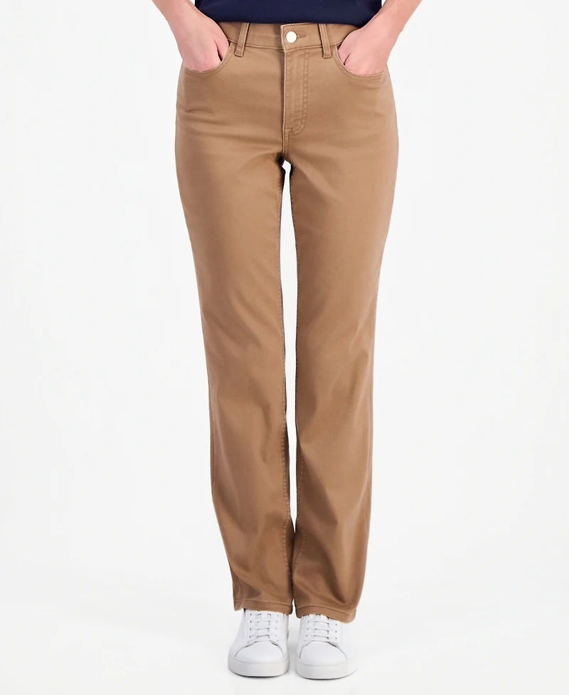 Nautica Women's Bay Sateen Straight Mid-Rise Pants