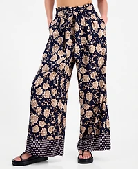 Nautica Women's Floral-Print Wide-Leg Paperbag-Waist Pants