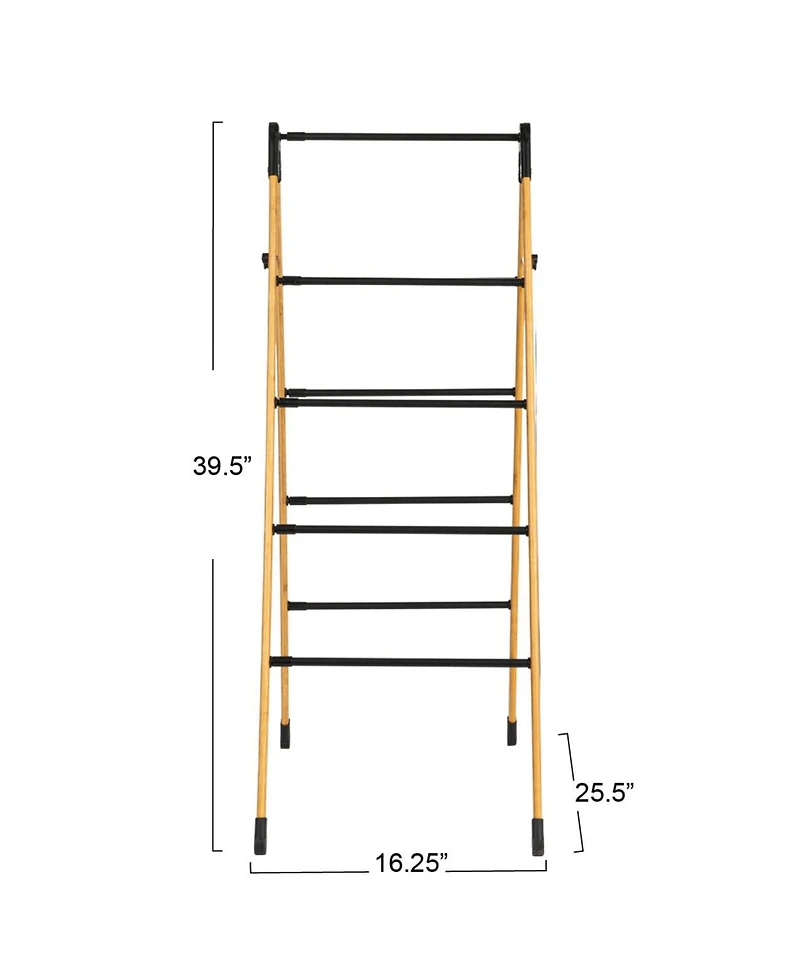 Household Essentials Bamboo V-Shaped Folding Clothes Drying Rack
