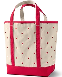 Lands' End Large Embroidered 5 Pocket Open Top Canvas Tote Bag