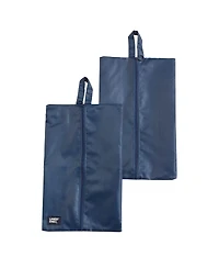 Lands' End Shoe Bags for Travel Set of 2, Polyester Canvas Shoe Travel Bag with Zipper Closure (Navy)