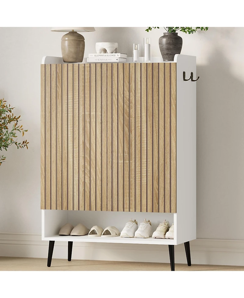 Gaomon Large Shoe Cabinet with Doors, 6 Tier Shoe Storage Organizer with Adjustable Shelves for Entryway Hallway Living Room, White