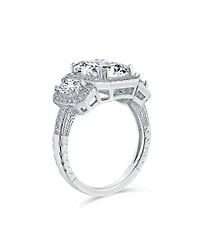 Bling Jewelry Art Deco Style Statement Engagement Ring 3CT Cz Cubic Zirconia Emerald Cut Baguette Sterling Silver