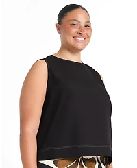 Estelle Women's Shae Linen Contrast Crew Tank Top
