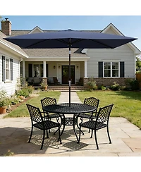 Xo Rectangular Patio Umbrella with Crank Lift, Outdoor Market Table Umbrella with Vented Canopy, 6-Rib Steel Frame Uv-Resistant Shade