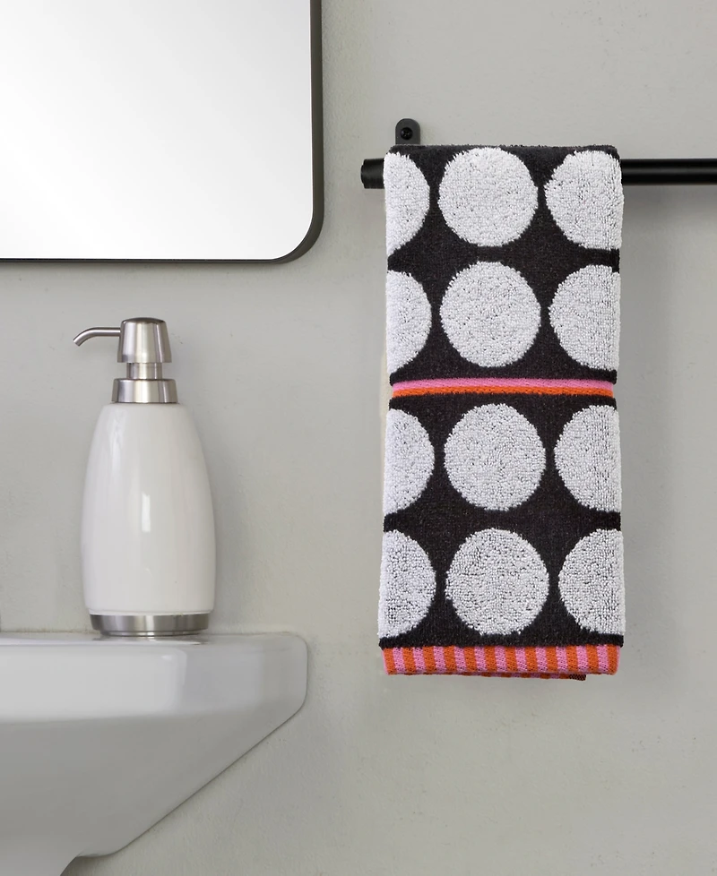Skl Home Polka Dot Grande Jacquard Curved 2-Piece Hand Towel Set
