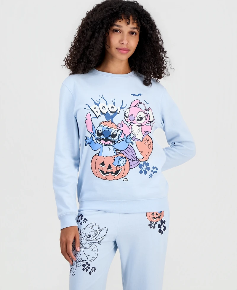 Disney Juniors' Stitch Halloween Fleece Crewneck Pullover