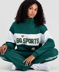 Peanuts Juniors' Snoopy Varsity Quarter-Zip Fleece Pullover Sweatshirt