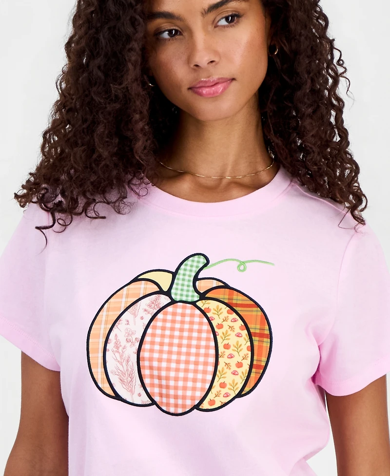 Freeze 24-7 Juniors' Pumpkin Patchwork T-Shirt