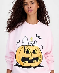 Peanuts Juniors' Snoopy Pumpkin Embroidered Sweatshirt