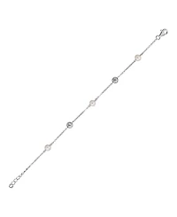 Arabella Cultured Freshwater Pearl (5-5.5mm) & White Cubic Zirconia (9/10 ct. t.w.) Bracelet in Sterling Silver