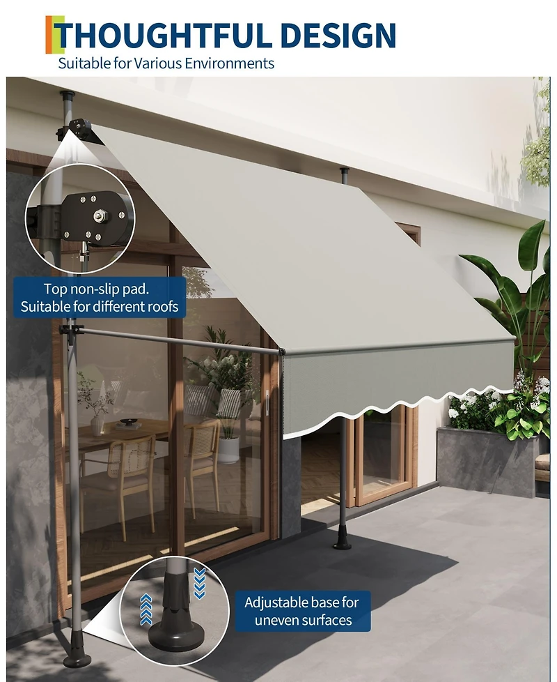 gaomon Outdoor Sunshade Shelter, Manual Patio Retractable Awning, Uv Protection for Backyard Garden