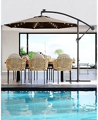 gaomon 10 Feet Uv-Resistant Offset Patio Umbrella with Solar Led Lights for Backyard, Poolside