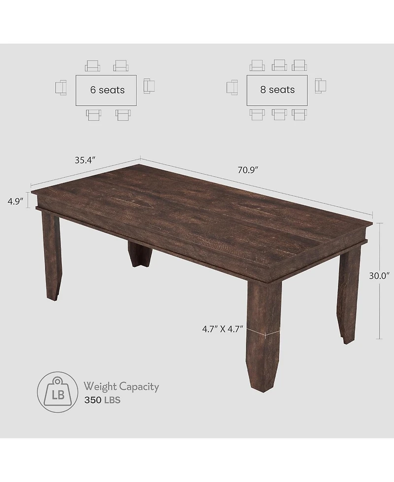 gaomon 71 in Long Kitchen Farmhouse Dining Table for Dining Room, Kitchen, 6-8 People