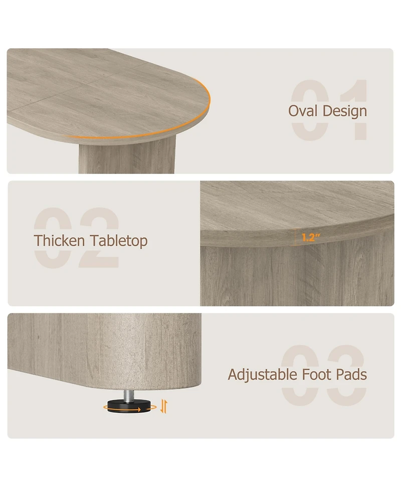 gaomon 70.8" Wood Kitchen Oval Dining Table for 4-8 for Kitchen, Living Room, Reception Area
