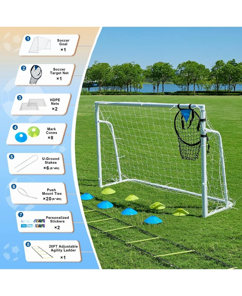 Gnuadz Soccer Goal Backyard Metal 8x6ft Training Equipment Outdoor Sports Gifts