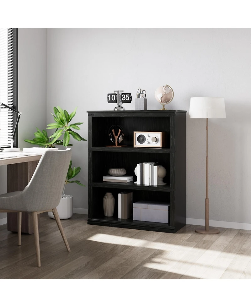 gaomon 3 Tier Bookcase, Low Bookcase Wooden Shelf for Home Office, Living Room, Bed Room
