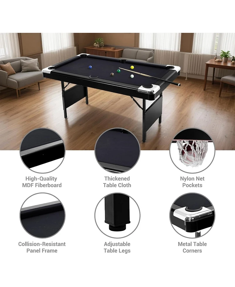 Xo Folding Pool Table, Portable Billiards Table Set with Accessories
