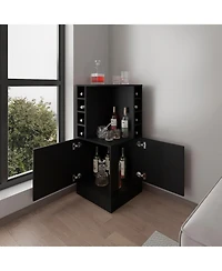 Flynama 2-Door Bar Cabinet with 8 Wine Bottle Compartments, Compact Freestanding Home Bar Storage