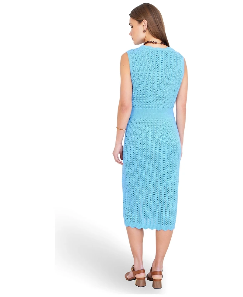 Yumi Women's Cotton Scallop Crochet Knitted Dress