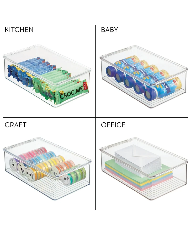 iDesign Stackable Plastic Shoe Box with Hinged-Lid for Sneakers or Flats