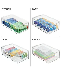 iDesign Stackable Plastic Shoe Box with Hinged-Lid for Sneakers or Flats