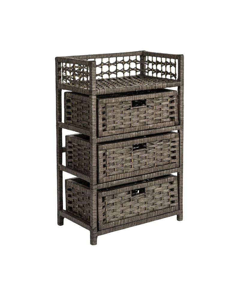 Household Essentials 3-Drawer Storage Organizer Unit with Top Shelf and Cutout Handles