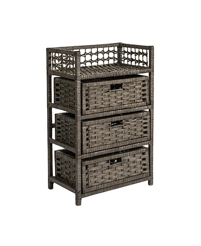 Household Essentials 3-Drawer Storage Organizer Unit with Top Shelf and Cutout Handles