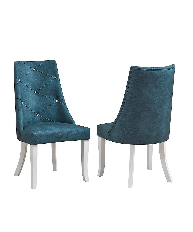 Kings Brand Furniture Set Of 2 Faux Leather Upholstery and Smooth white Wood Legs