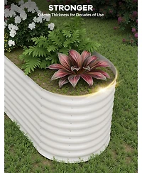 Xo 8x2x2FT Oval Raised Garden Bed, 0.6mm Galvanized Steel Planter Box, Weatherproof Outdoor Garden Bed for Vegetables Herbs Flowers