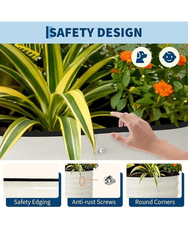 Xo 2-Pack 4x2x2FT Galvanized Raised Garden Bed, Metal Planter Boxes for Vegetables Flowers Herbs, Rust-Resistant Outdoor Garden Beds