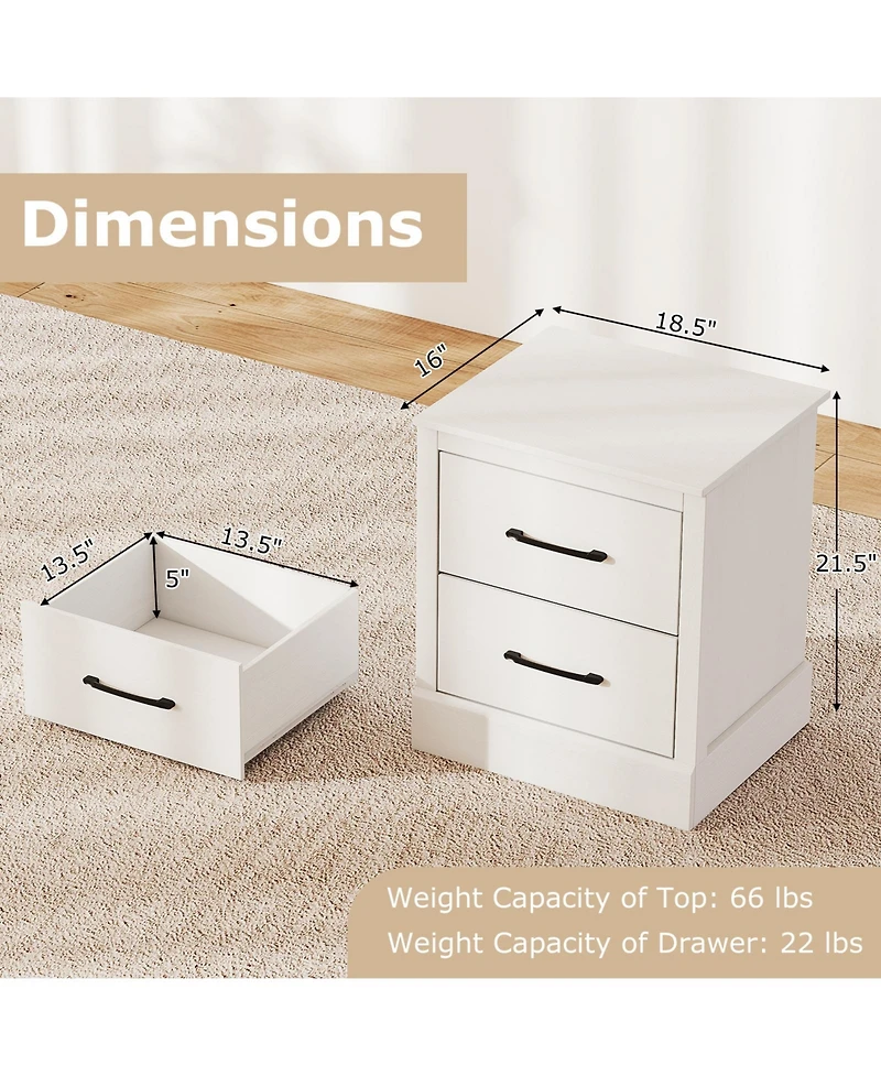 Gymax Set Of 2 18.5'' Farmhouse Nightstand with 2 Drawers Compact Size End Table Living Room