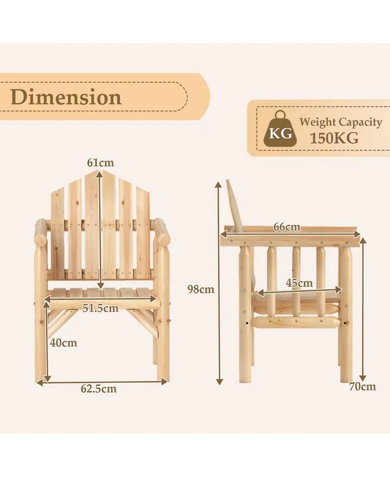 Yiortwo Wooden Patio Armchair with Armrests, Outdoor Dining Chair
