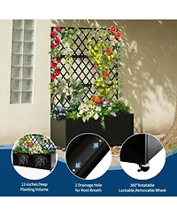 Xo 71"x46"x16" Galvanized Raised Garden Bed with Trellis, Planter Box with Wheels and Drainage for Patio Yard Garden