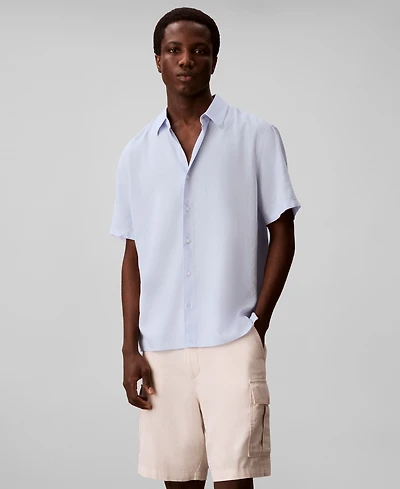 Calvin Klein Men's Linen-Blend Classic Button-Down Shirt