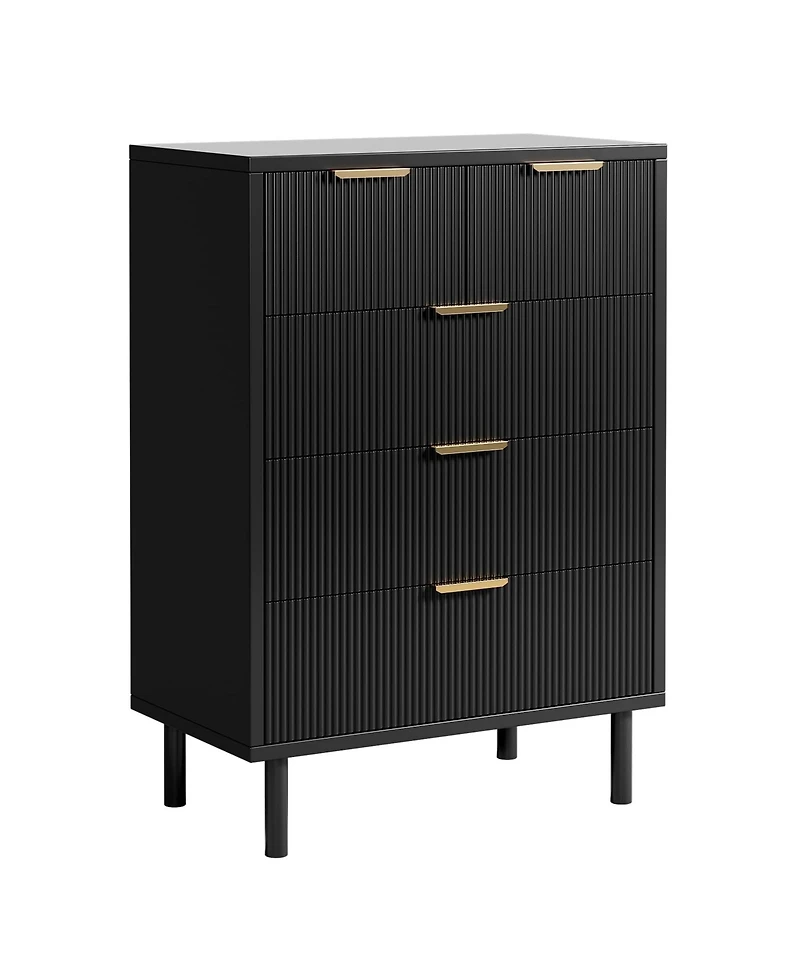 gaomon Drawer Dresser with Waveform Fluted Panel,Modern Bedroom Dresser Chest Cabinet Organizer with Anti-Tipping Design