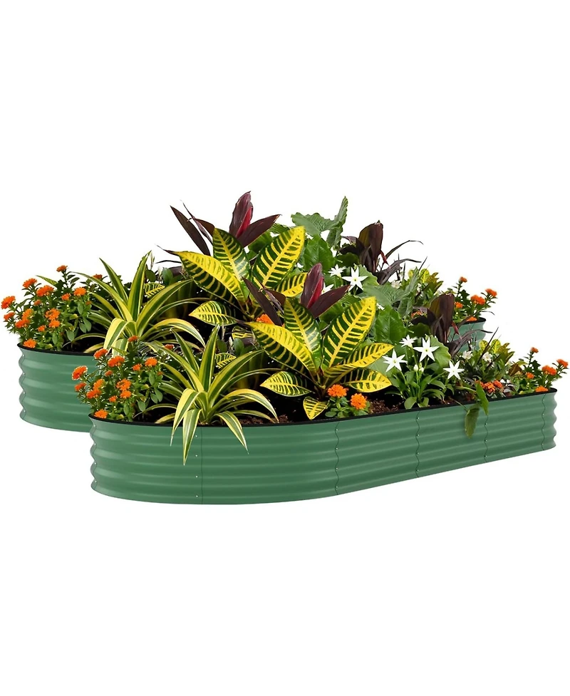 Xo 2-Pack 8x4x1.5FT Galvanized Raised Garden Bed, Metal Planter Boxes for Vegetables Flowers Herbs