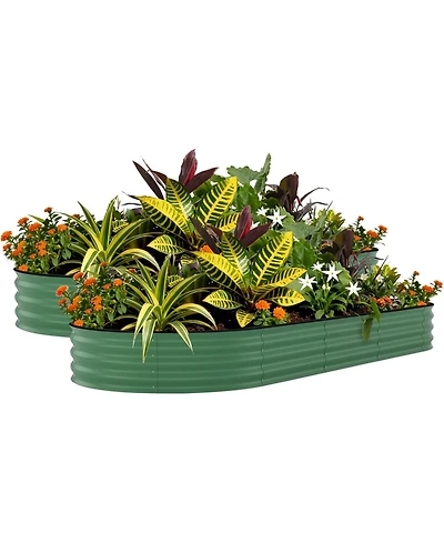 Xo 2-Pack 8x4x1.5FT Galvanized Raised Garden Bed, Metal Planter Boxes for Vegetables Flowers Herbs