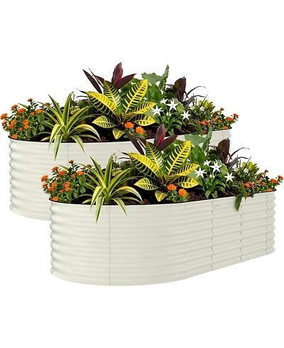 Xo 2-Pack 8x4x2FT Galvanized Raised Garden Bed, Metal Planter Boxes for Vegetables Flowers Herbs, Rust-Resistant Outdoor Garden Beds