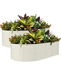 Xo 2-Pack 8x4x2FT Galvanized Raised Garden Bed, Metal Planter Boxes for Vegetables Flowers Herbs, Rust-Resistant Outdoor Garden Beds