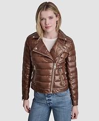 Dkny Jeans Women's Moto Style Lightweight Puffer Jacket