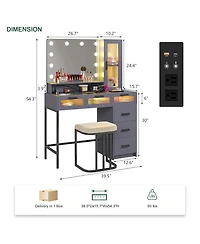Vlsrka Vanity Desk with Hollywood Mirror and Led Lights