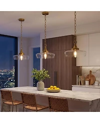 Tribesigns 1-Light Pendant Light, Clear Glass Shade Island Fixture for Dining Room Living Room Bedroom Kitchen Island