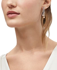 Arabella Cultured Freshwater Pearl (6-6.5mm) & White Cubic Zirconia (5-3/8 ct. t.w.) Drop Earrings in Sterling Silver